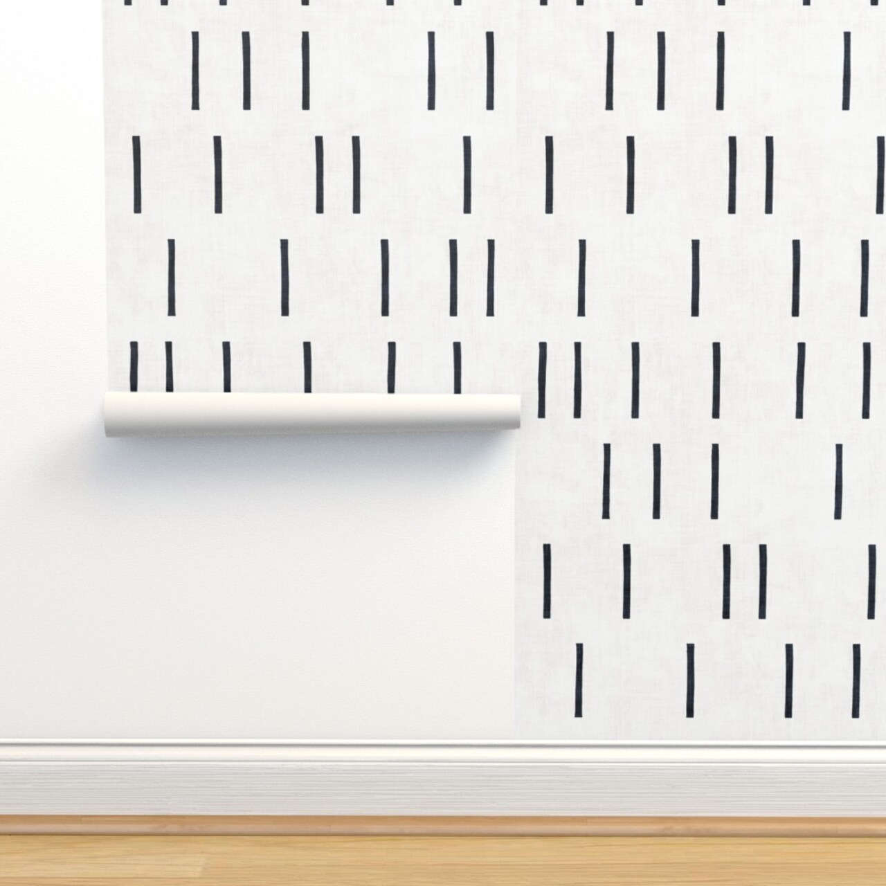 Mud Cloth Minimalist Boho Bohemian Lines Black And White Simple Custom Pre-pasted Wallpaper by Spoonflower Pre-Pasted Wallpaper 2FT Wide